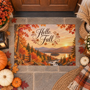 Rustic Fall Season Illustration Doormat