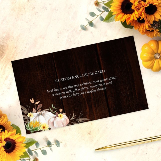 Rustic Fall Sunflower Pumpkin Wedding Details Enclosure Card (Creator Uploaded)