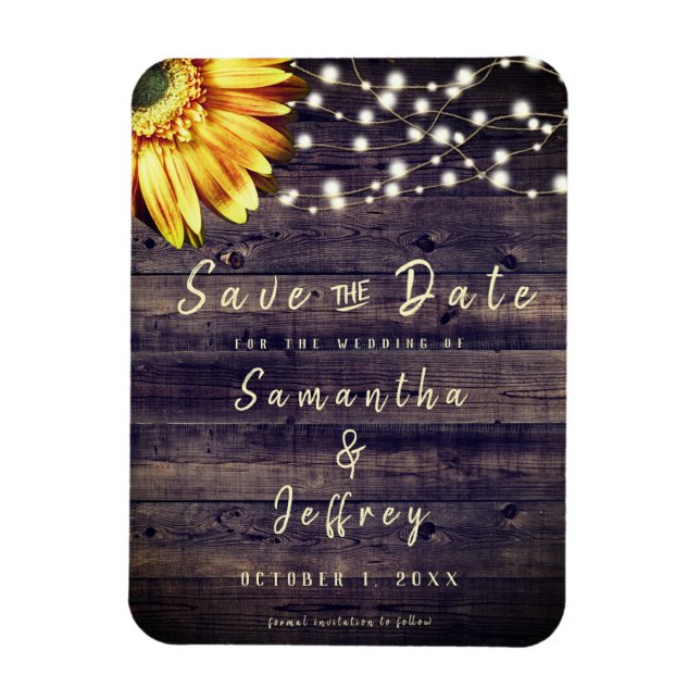 Rustic Fall Sunflower Wedding Save the Date Magnet (Vertical)