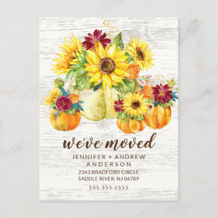 Rustic Fall Sunflowers Pumpkin Moving Announcement