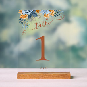 Rustic Fall Terracotta Blue Eucalyptus Wedding Acrylic Sign
