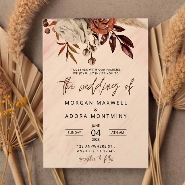 Rustic Fall Terracotta Boho Wedding Invitation (Creator Uploaded)