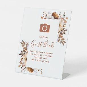 Rustic Fall Terracotta Photo Guest Book Wedding Pedestal Sign