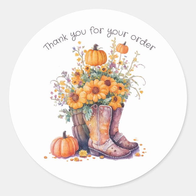Rustic Fall Thank You For Your Order Classic Round Sticker (Front)