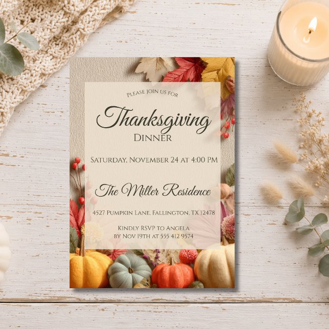 Rustic Fall Thanksgiving Dinner Invitation (Creator Uploaded)