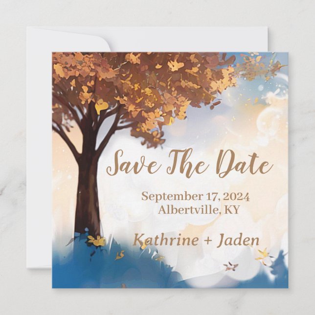 Rustic Fall Tree Save The Date (Front)