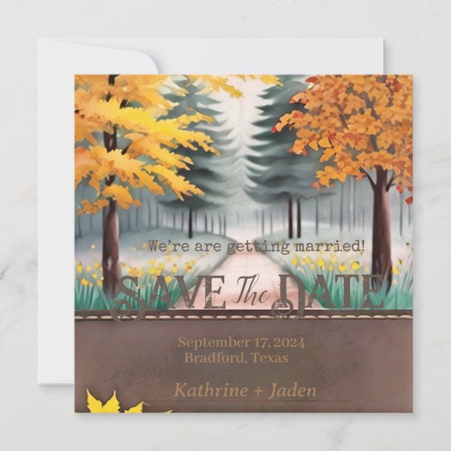 Rustic Fall Trees Save The Date (Front)