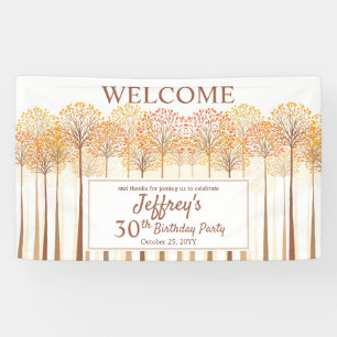 Rustic Fall Trees Terracotta 30th Birthday Party  Banner