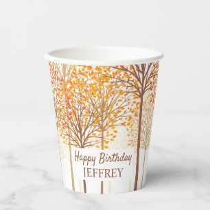 Rustic Fall Trees Terracotta Birthday Party Paper Cups