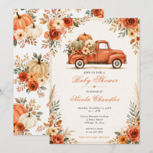 Rustic Fall Truck Baby Shower Invitation
