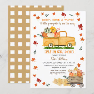 Rustic Fall Truck Pumpkin Drive By Baby Shower Invitation