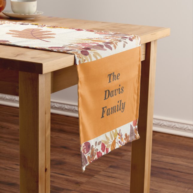 Rustic Fall Vibes Thanksgiving Dinner Family Short Table Runner (In Situ)