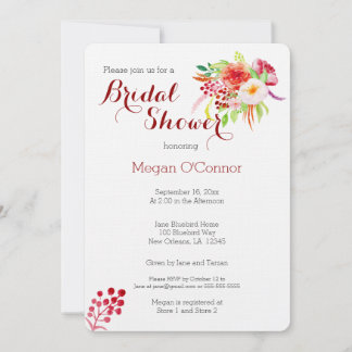 Rustic fall watercolor Bridal Shower Invitation