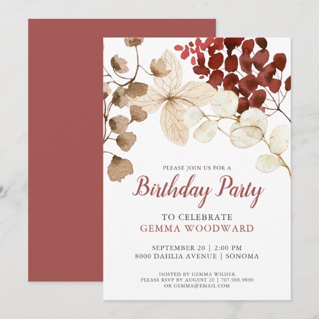 Rustic Fall Watercolor Floral Baby Shower Invitati Invitation (Front/Back)