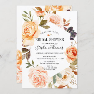 Rustic Fall Watercolor Floral Bridal Shower Invitation