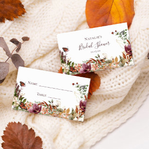 Rustic Fall Watercolor Floral & Greenery  Place Card