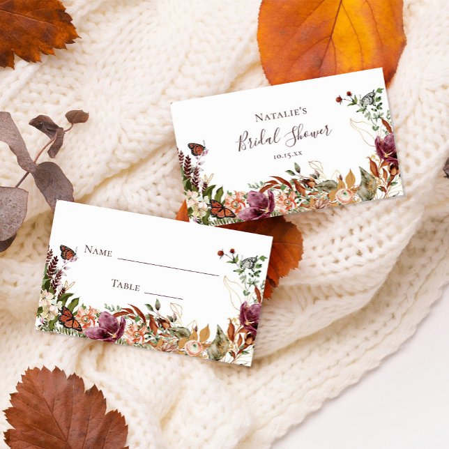 Rustic Fall Watercolor Floral & Greenery  Place Card (Creator Uploaded)