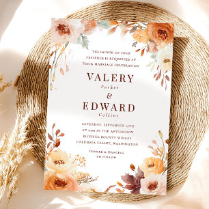 Rustic Fall Watercolor Floral Wedding Invitation