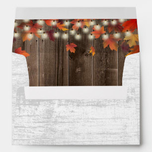 Rustic Fall Wedding Autumn Leaves Barn Wood Envelope