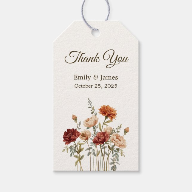 Rustic Fall Wedding Gift Tag | Personalised Design (Front)