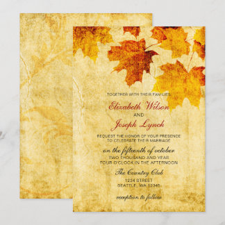 rustic fall wedding Invitation cards