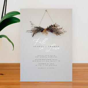 Rustic Fall Wedding Invitation with Dried Flower