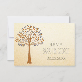 Rustic Fall Wedding rsvp standard 3.5 x 5 Card