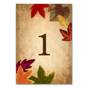 Rustic Fall Wedding Table Numbers   Autumn Leaves