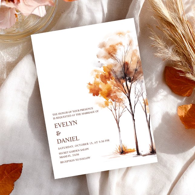 Rustic Fall Wedding Watercolor Invitation (Creator Uploaded)