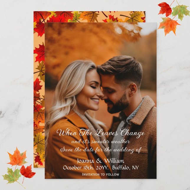 Rustic Fall Wedding with Autumn Leaves  Save The Date (Creator Uploaded)