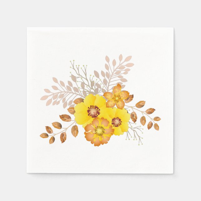 Rustic Fall Wedding Yellow Wild Roses Napkin (Front)
