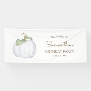 Rustic Fall White Pumpkin Birthday  Banner