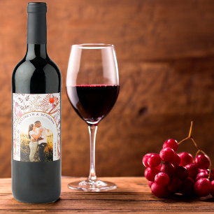 Rustic Fall Wildflowers Love Thanks Photo Wedding Wine Label