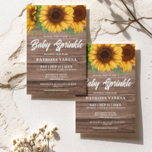 Rustic Fall Wooden Sunflower Baby Sprinkle Invitation