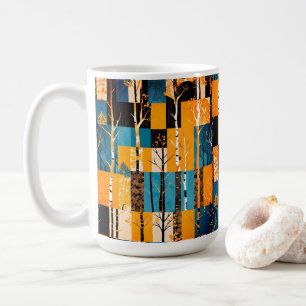Rustic Fall Woodland Tree Patchwork Quilt Pattern Coffee Mug