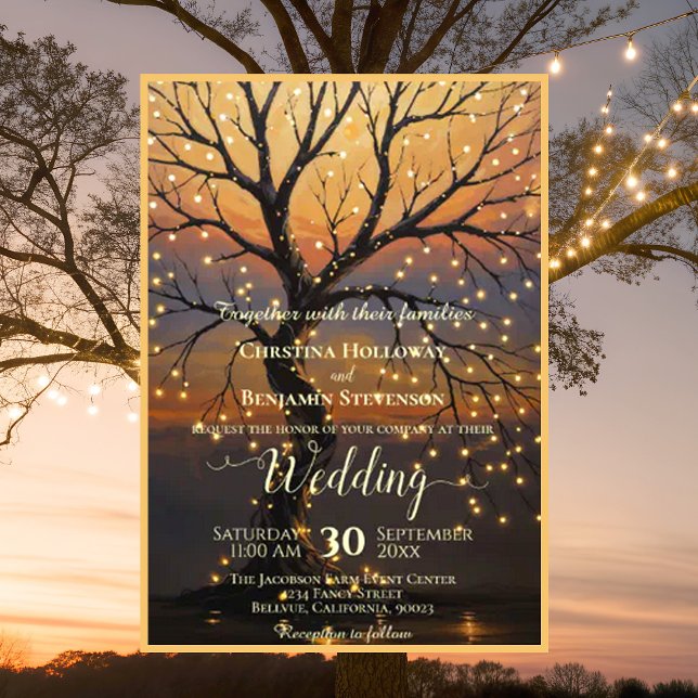 Rustic Fall Woodland Tree Vintage Wedding Invitation (Creator Uploaded)