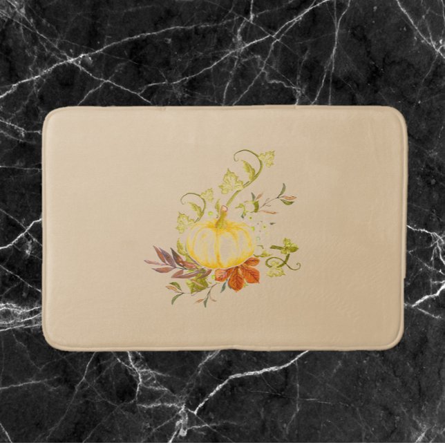 Rustic Fall Yellow Beige and Gold Autumn  Bath Mat (Creator Uploaded)
