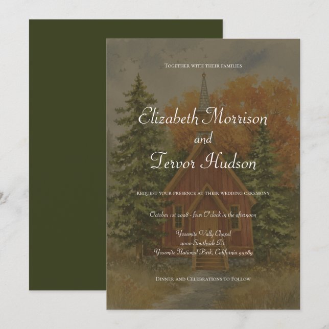 Rustic Fall Yosemite National Park Wedding Invitation (Front/Back)