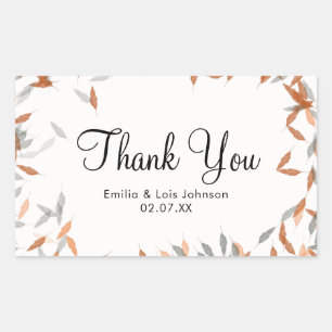 Rustic Falling Leaf Pampas Floating Thank You Rectangular Sticker