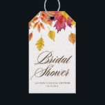 Rustic Falling Leaves Garland Autumn Bridal Shower Gift Tags<br><div class="desc">Send thanks to guests with this customisable bridal shower gift tag. It features a watercolour garland of leaves in autumnal shades. Personalise this fall thank you tag by adding your own event details. Personalise this rustic thank you tag by adding your own event details. These watercolour thank you gift tags...</div>