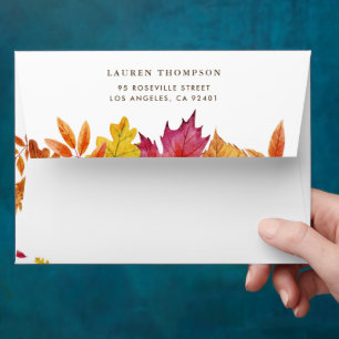 Rustic Falling Leaves Garland Autumn Wedding Envelope