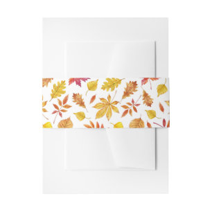 Rustic Falling Leaves Garland Autumn Wedding Invitation Belly Band