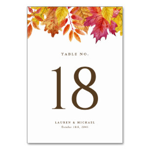 Rustic Falling Leaves Garland Autumn Wedding Table Number