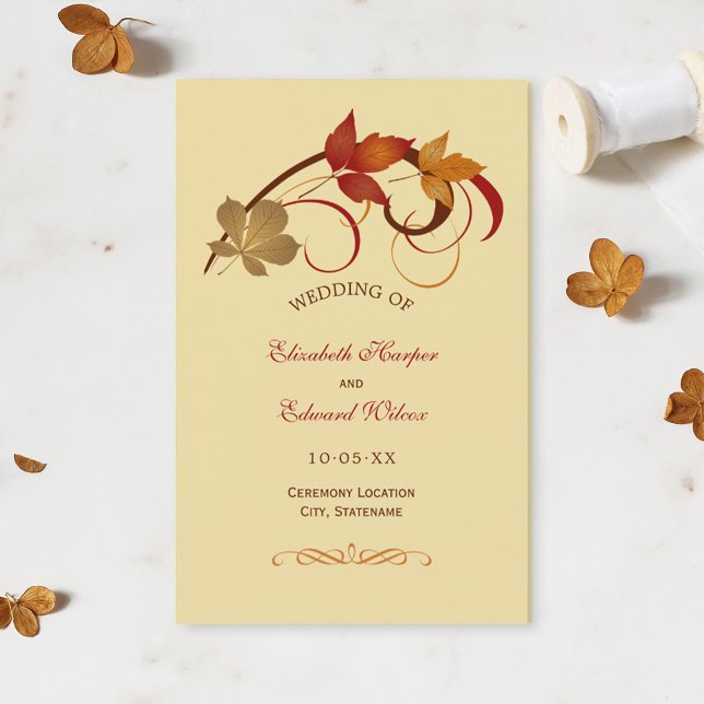 Rustic Falling Leaves Golden Wedding Programs (Creator Uploaded)