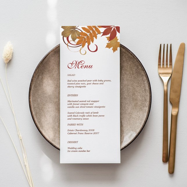 Rustic Falling Leaves Wedding Dinner Menu (Creator Uploaded)