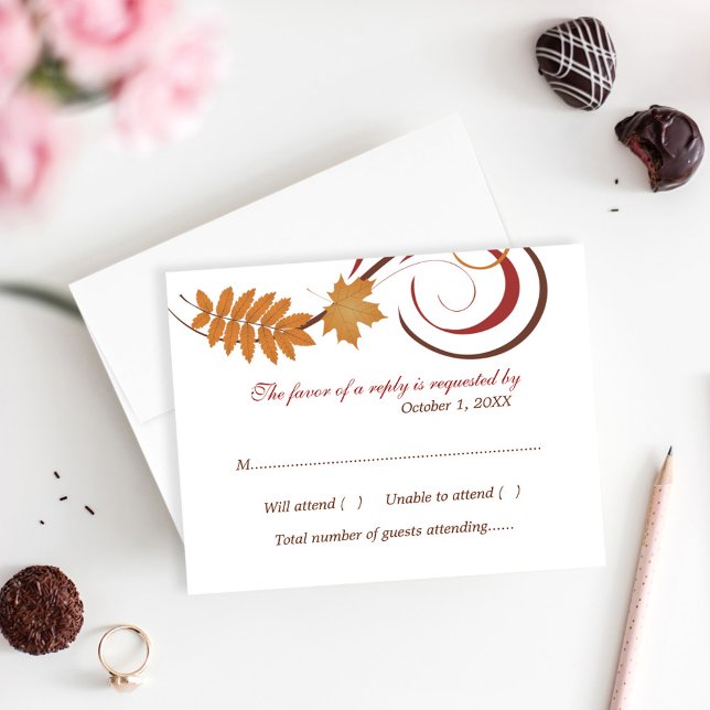 Rustic Falling Leaves Wedding RSVP Card (Creator Uploaded)