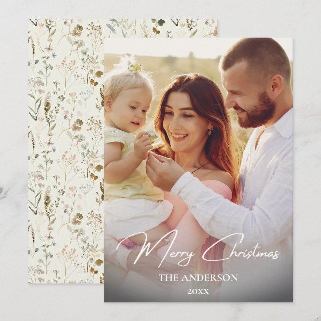 Rustic Family Christmas Card | Photo Collage (Front/Back)