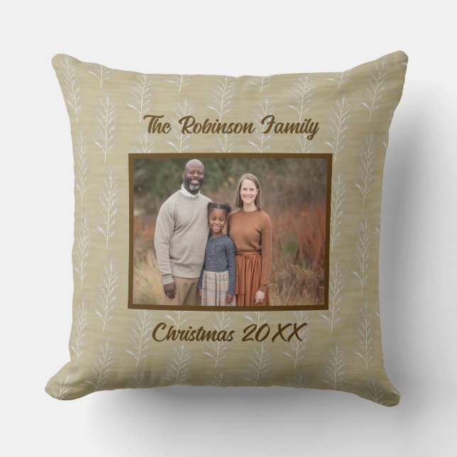 Rustic Family Christmas Photo Personalised  Cushion (Front)