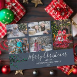 Rustic family collage Christmas blue magnetic card<br><div class="desc">Create your own family photo collage,  watercolor berries,   Merry Christmas magnetic card.
Send your friends and family Christmas wishes with this very personal Christmas card.
You can add your own photos,  add your text and names.</div>