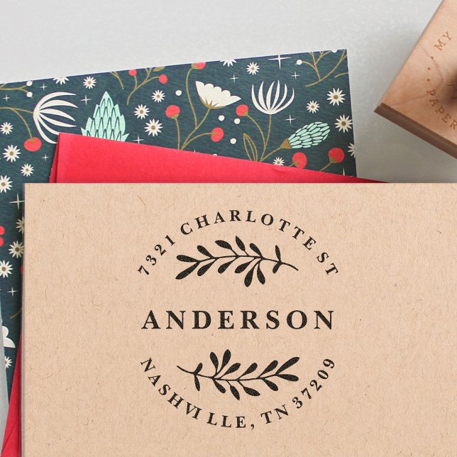 Rustic Family Custom Return Address Label  Rubber Stamp (Creator Uploaded)